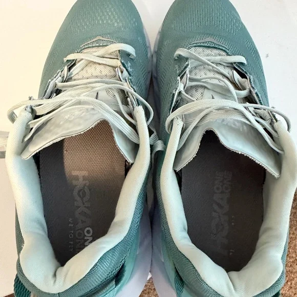 Hoka Women's Aqua and White Athletic Shoes - Picture 7 of 9